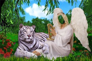 скачать бесплатно Шаблон — Ангел с тигром